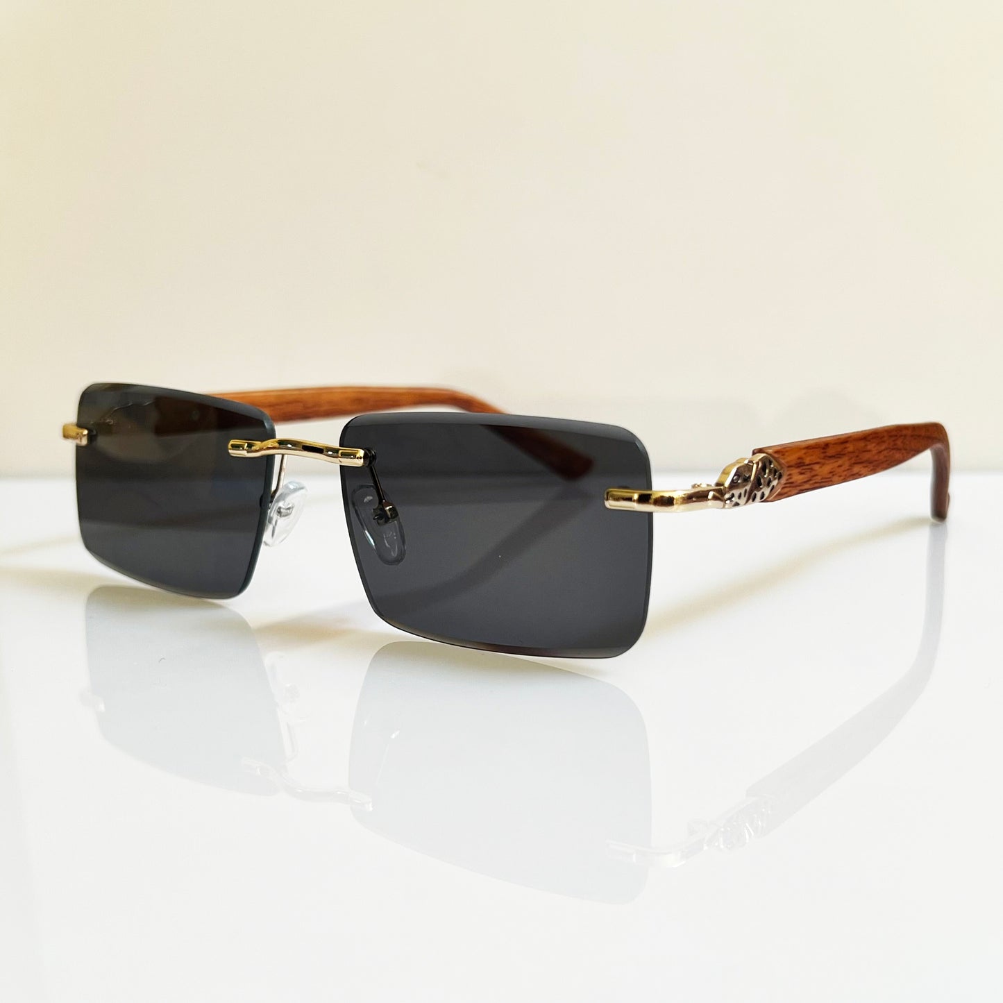 Legend Vibes Leopard-Edged Sunglasses | Black Rimless | 400UV | Karan Aujla Inspired