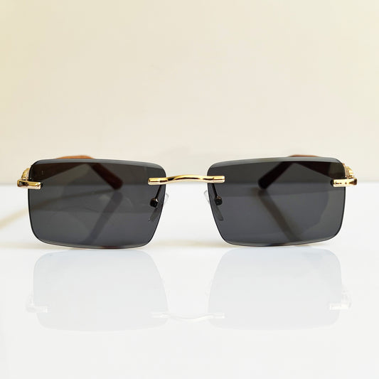 Legend Vibes Leopard-Edged Sunglasses | Black Rimless | 400UV | Karan Aujla Inspired