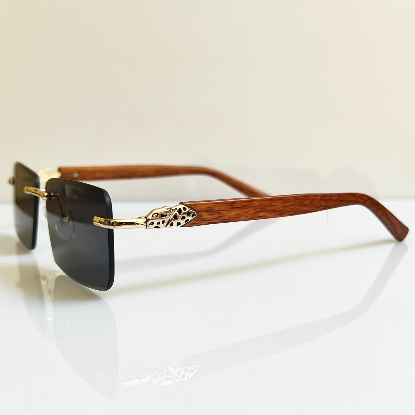 Legend Vibes Leopard-Edged Sunglasses | Black Rimless | 400UV | Karan Aujla Inspired